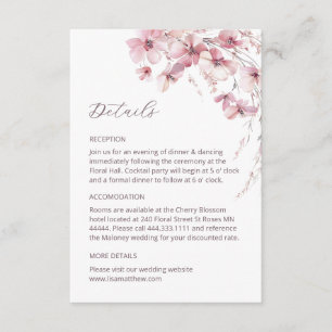 Recepción Tarjeta de Detalles de Flores Silvestres Boho Rosa