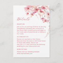 Recepción Tarjeta de detalles de flores silvestres boho rosa