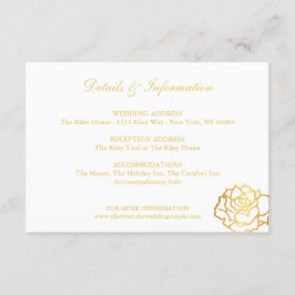 Recepción Tarjeta de Detalles de Golden Roses - Blanco