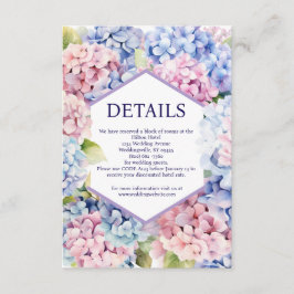 Recepción Tarjeta de detalles de Hortensias