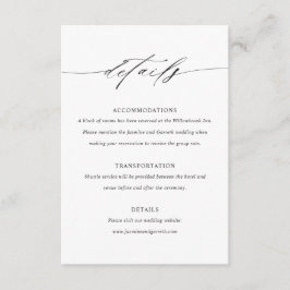 Recepción Tarjeta de detalles de inclusión de boda elegante