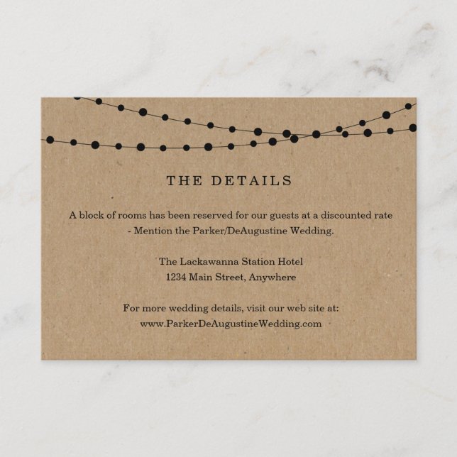 Recepción Tarjeta de detalles de información de luces de cad (Anverso)