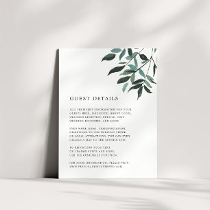 Recepción Tarjeta de detalles de invitado del Boda de salchi