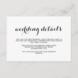 Recepción Tarjeta de detalles de invitado en blanco y negro 