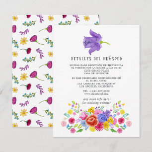 Recepción Tarjeta de Detalles de Invitado para Fiesta Floral