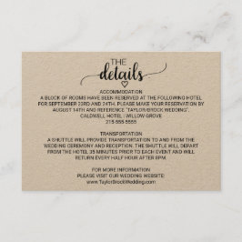 Recepción Tarjeta de detalles de Kraft simple