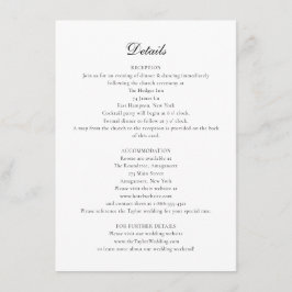 Recepción Tarjeta de detalles de la boda Bethany con mapa