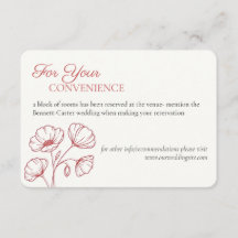 Tarjeta de detalles de la boda de amapola escarlat