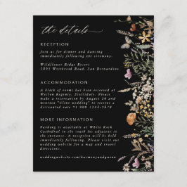 Recepción Tarjeta de detalles de la boda de flores Boho
