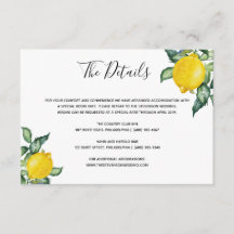 Tarjeta de detalles de la boda de limones