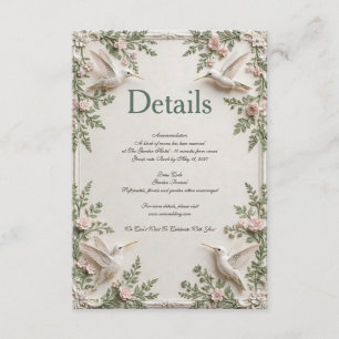 Recepción Tarjeta de detalles de la boda del colibrí Sage