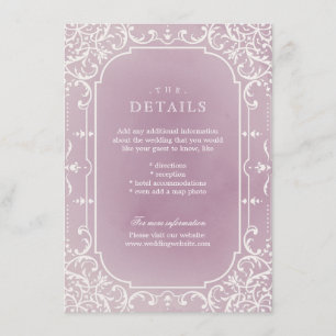 Recepción Tarjeta de detalles de la boda romántica mauve