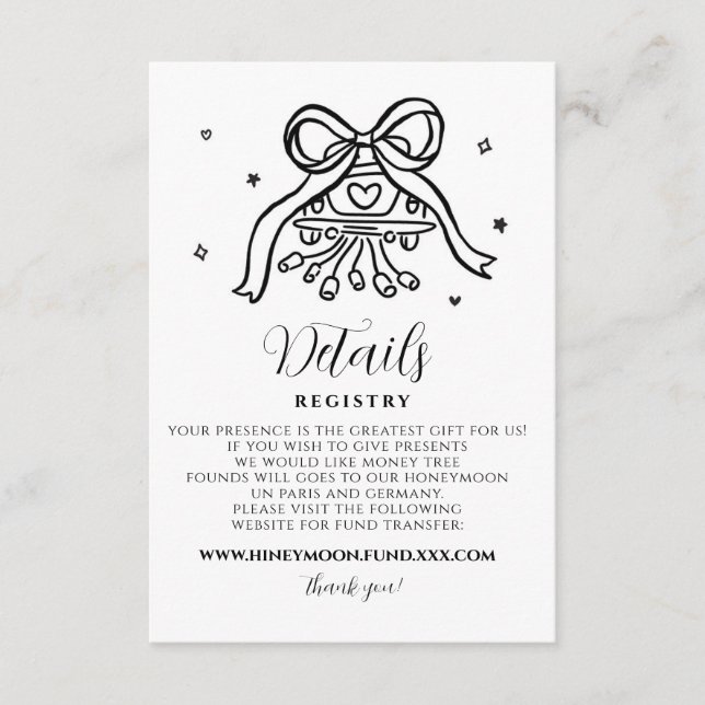 Recepción Tarjeta de detalles de la fiesta de boda minimalis (Anverso)