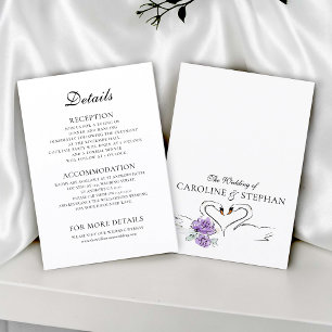 Recepción Tarjeta de detalles de la historia de amor de cisn