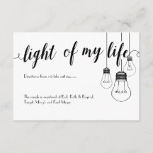Tarjeta de detalles de la luz de mi boda de vida