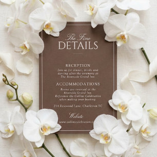 Recepción Tarjeta de detalles de marrón chocolate elegante O