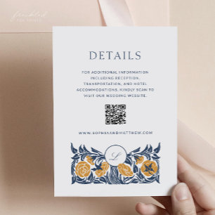 Recepción Tarjeta de detalles de monograma de Art Nouveau fl