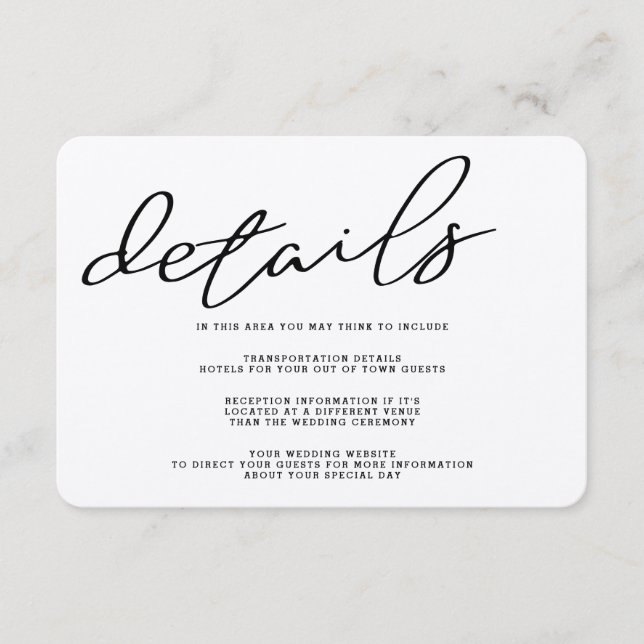 Recepción Tarjeta de Detalles de Papel Kraft Rústico Simple (Anverso)