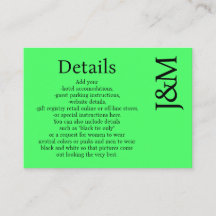Tarjeta de detalles de sobre de Minimalista Verde 
