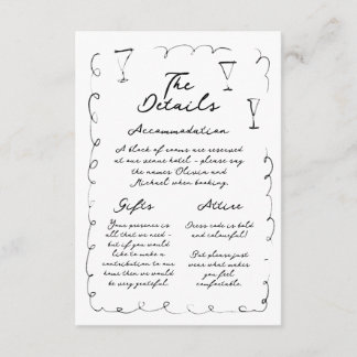 Recepción Tarjeta de Detalles de Sobres Dibujados con Capric