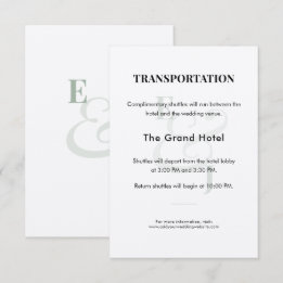 Recepción Tarjeta de detalles de traslado de boda Sage