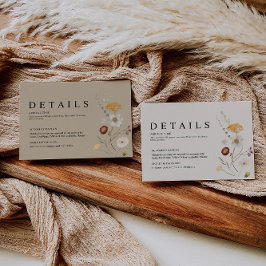 Recepción Tarjeta de detalles del Boda Boho Wildflower