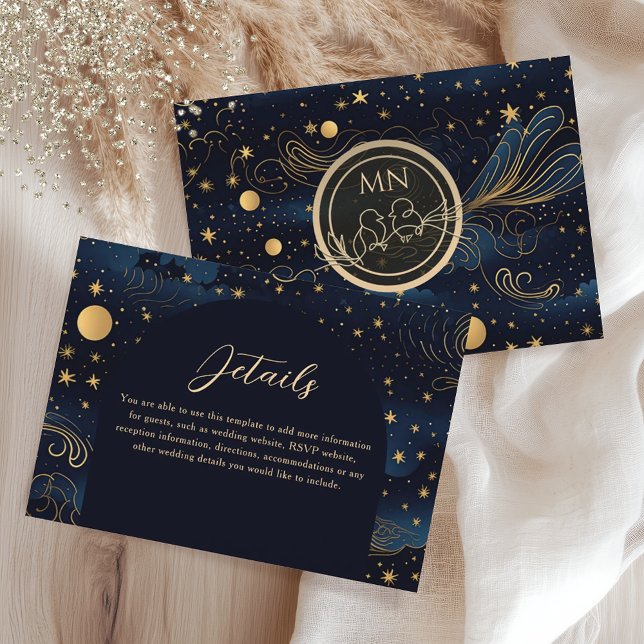 Recepción Tarjeta de detalles del Boda Celestial Boho (Subido por el creador)