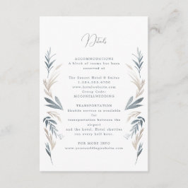 Recepción Tarjeta de detalles del boda costero