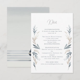 Recepción Tarjeta de detalles del boda costero