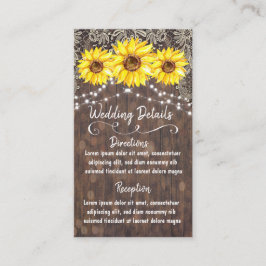 Recepción Tarjeta de detalles del Boda Country Lace and Sunf