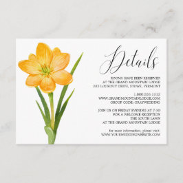Recepción Tarjeta de detalles del Boda Crocus amarillo de mo