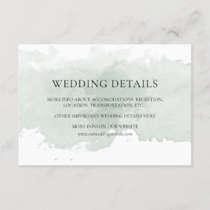 Recepción Tarjeta de detalles del boda de color verde abstra