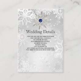Recepción tarjeta de detalles del Boda de copos de nieve azu