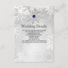 Recepción tarjeta de detalles del Boda de copos de nieve azu