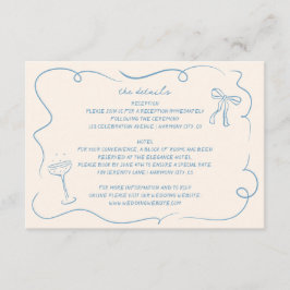 Recepción Tarjeta de detalles del Boda de dibujo manual de v