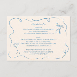 Recepción Tarjeta de detalles del Boda de dibujo manual de v