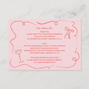 Recepción Tarjeta de detalles del Boda de dibujo manual de v