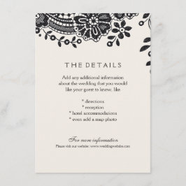 Recepción Tarjeta de detalles del boda de encaje vintage ele