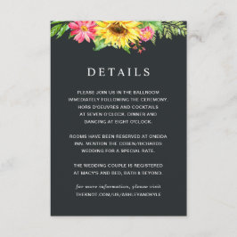 Recepción Tarjeta de detalles del Boda de girasol