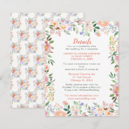 Recepción Tarjeta de detalles del Boda de las flores florale