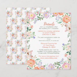 Recepción Tarjeta de detalles del Boda de las flores florale