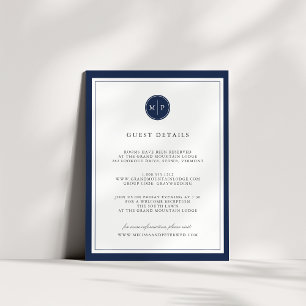 Recepción Tarjeta de detalles del Boda de monograma color pe