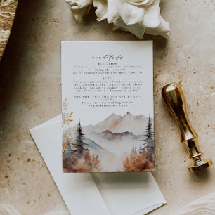 Recepción Tarjeta de detalles del Boda de montaña de otoño