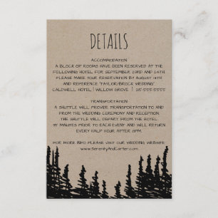 Recepción Tarjeta de detalles del Boda de montaña rústico Wo
