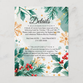 Recepción Tarjeta de detalles del Boda de Navidades de acuar