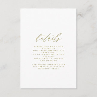 Recepción Tarjeta de detalles del Boda de oro