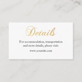 Recepción Tarjeta de detalles del boda de oro. tarjeta de in