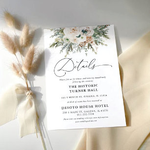 Recepción Tarjeta de detalles del Boda de pinecone de invier