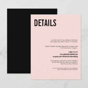 Recepción Tarjeta de detalles del Boda de tipografía simple