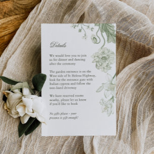 Recepción Tarjeta de detalles del Boda de vegetación botánic